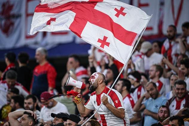 Football Euro 2024 Round of 16 30 06 2024 Spain Georgia A Georgian fan cheers after scoring the 0 1 goal