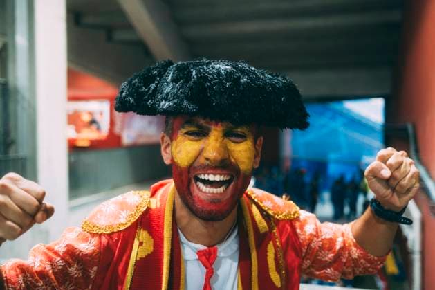 Cologne, RheinEnergieStadion, 30 06 2024 Spain fan with face painting prior the match UEFA European Championship 2024 Spain vs Georgia