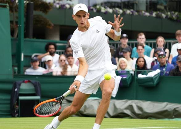 Lawn Tennis - 2024 Wimbledon Championship - Matteo Arnaldi (Italy) v Frances Tiafoe (USA)- All England Lawn Tennis & Croquet Club - Monday 1st July 2024 Matteo Arnaldi (Italy) 