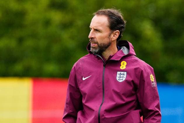England manager Gareth Southgate England Training, UEFA European Championship, EM, Europameisterschaft 2024, Quarter Final, Football, Spa & Golf Resort Weimarer Land, Blankenhain, Germany, 1 Jul 2024 EDITORIAL USE ONLY No use with unauthorised audio, video, data, fixture lists, club league logos or live services. Online in-match use limited to 120 images, no video emulation. No use in betting, games or single club league player publications. Copyright: xDavexShopland Shutterstockx 14566124i