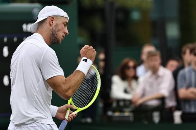 Jan Lennard Struff, GER, during first round of 2024 All England Lawn Tennis Championships at Wimbledon, gentlemens singles, London, 01 07 2024