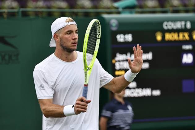Jan Lennard Struff, GER, during first round of 2024 All England Lawn Tennis Championships at Wimbledon, gentlemens singles, London, 01 07 2024