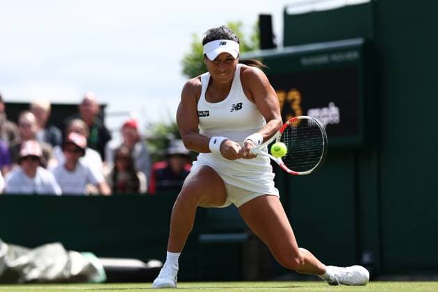 1st July 2024; All England Lawn Tennis and Croquet Club, London, England; Wimbledon Tennis Tournament, Day 1; Heather Watson (GBR) during her first round match against Greet Minnen (BEL)  ActionPlus12662351 ShaunxBrooks