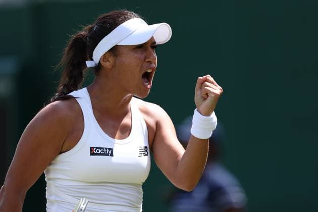 1st July 2024; All England Lawn Tennis and Croquet Club, London, England; Wimbledon Tennis Tournament, Day 1; Heather Watson (GBR) celebrates as she breaks serve during her first round match against Greet Minnen (BEL)  ActionPlus12662331 ShaunxBrooks