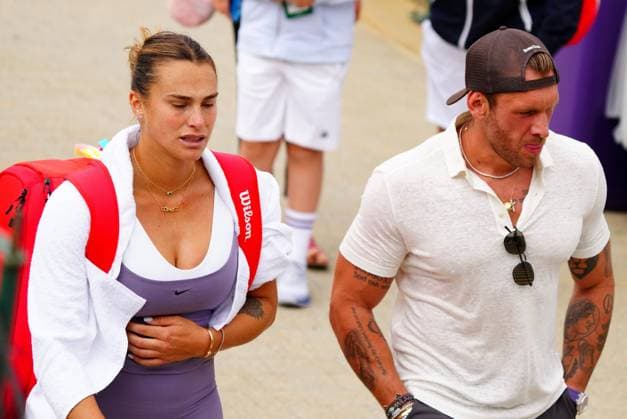 Aryna Sabalenka practices before withdrawing from the tournament. Accompanied by boyfriend Georgios Frangulis Wimbledon Tennis Championships, Day 1, The All England Lawn Tennis and Croquet Club, London, UK - 01 Jul 2024  Copyright: xJavierxGarcia Shutterstockx 14565033d