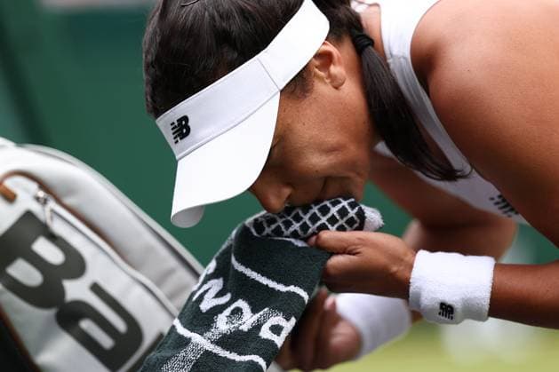 1st July 2024; All England Lawn Tennis and Croquet Club, London, England; Wimbledon Tennis Tournament, Day 1; Heather Watson (GBR) during her first round match against Greet Minnen (BEL)  ActionPlus12662341 ShaunxBrooks