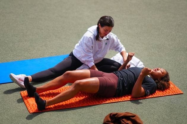 Naomi Osaka stretching Wimbledon Tennis Championships, Day 1, The All England Lawn Tennis and Croquet Club, London, UK - 01 Jul 2024  Copyright: xJavierxGarcia Shutterstockx 14565033u