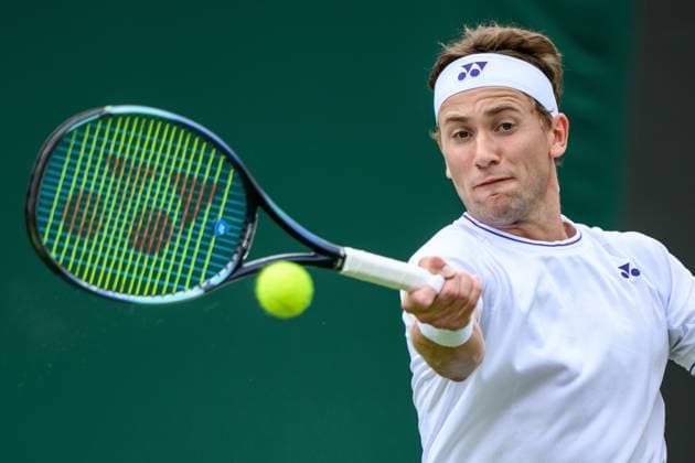 240701 Casper Ruud of Norway competes in a first round singles tennis match during day 1 of Wimbledon on July 1, 2024 in London Photo Jesper Zerman BILDBYRAN kod JZ JZ0547 tennis wimbledon day 1 bbeng  Copyright: JESPERxZERMAN BB240701JZ026
