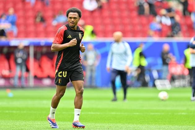 240701 EURO2024 FRANCE VS BELGIUM Lois Openda (20) of Belgium pictured during warming up of a soccer game between the national teams of France, called les Bleus and Belgium, called the Red Devils in a round of 16 knock out game of the UEFA EURO, EM, Europameisterschaft,Fussball 2024 tournament , on Monday 1 July 2024 in Dusseldorf , Germany . photo sportpix David Catry Dusseldorf GERMANY  Copyright: xx 471356