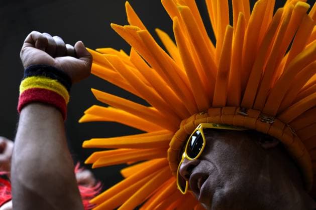 Belgium supporters during the Euro 2024 round of 16 soccer match between France and Belgium at the Esprit Arena - Dusseldorf, Germany - Monday 1, July, 2024. - Soccer.  Copyright: xFabioxFerrari LaPressex