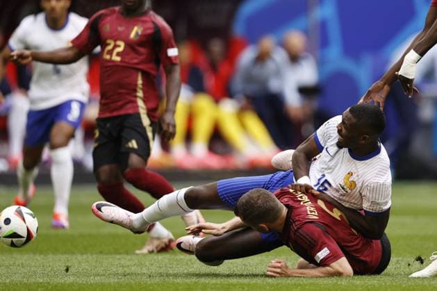 DUSSELDORF - (l-r) Jan Vertonghen of Belgium, Marcus Thuram of France during the UEFA EURO, EM, Europameisterschaft,Fussball 2024 round of 16 match between France and Belgium at the Dusseldorf Arena on July 1, 2024 in Dusseldorf, Germany. ANP Hollandse Hoogte MAURICE VAN STEEN UEFA EURO 2024 2024 xVIxANPxSportx xVanxSteenxFotografiexIVx 502542920 originalFilename: 502542920.jpg