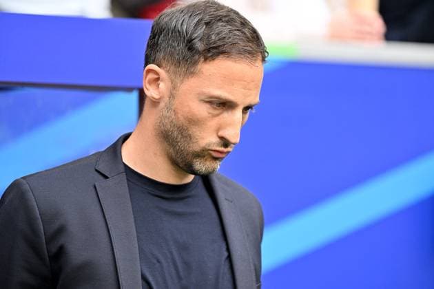 240701 EURO2024 FRANCE VS BELGIUM Head Coach Domenico Tedesco of Belgium pictured during a soccer game between the national teams of France, called les Bleus and Belgium, called the Red Devils in a round of 16 knock out game of the UEFA EURO, EM, Europameisterschaft,Fussball 2024 tournament , on Monday 1 July 2024 in Dusseldorf , Germany . photo sportpix David Catry Dusseldorf GERMANY  Copyright: xx 471416