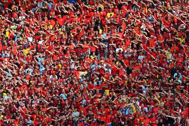 France v Belgium Round of 16 - UEFA EURO, EM, Europameisterschaft,Fussball 2024 DUSSELDORF, GERMANY - JULY 01 : Belgium fans during the UEFA EURO 2024 European Football Championship tournament round of 16 match between France and Belgium at Dusseldorf Arena on July 1, 2024 in Dusseldorf, Germany, 01 07 2024 Dusseldorf Germany  Copyright: xVincentxKalutx