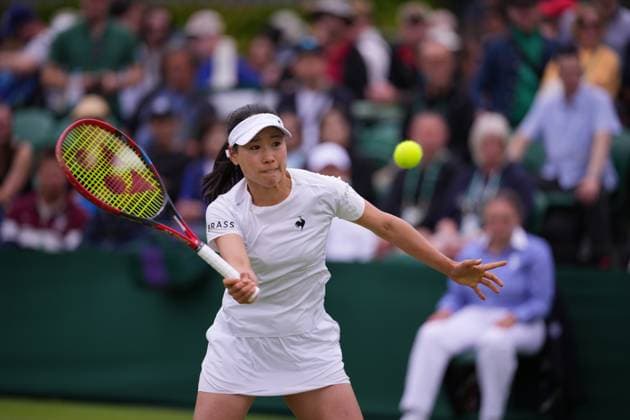 LONDON, ENGLAND, 1st July 2024: Nao Hibino of Japan in action during her first round match at Wimbledon 2024  Copyright: xx
