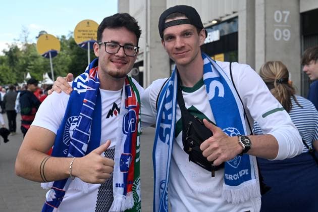 Frankfurt am Main, Germany, June 01st 2024: Slovenian fans before the UEFA EURO, EM, Europameisterschaft,Fussball 2024 Round of 16 football match between Portugal and Slovenia at Frankfurt Arena, Frankfurt am Main, Germany. (Igor Kupljenik SPP)  Copyright: xIgorxKupljenikx xSPPx spp-en-IgKuSp-IK0_0100