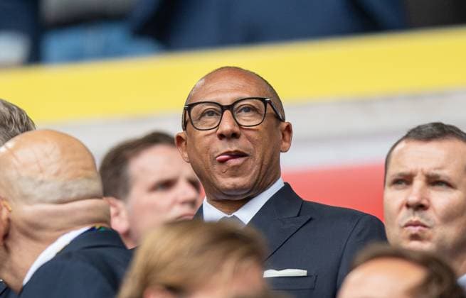 Football, men, 2023 24 season, Euro 2024 round of 16 in Düsseldorf, France Belgium, Philippe Diallo President, French Football Federation in the stands, 01 07 2024, Copyright: xSebastianxRäppold MatthiasxKochx