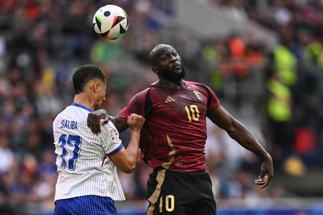 Mg Dusseldorf (Germania) 01 07 2024 - Euro 2024 Francia-Belgio foto Matteo Gribaudi Image nella foto: Romelu Lukaku-William Alain Andre Saliba 