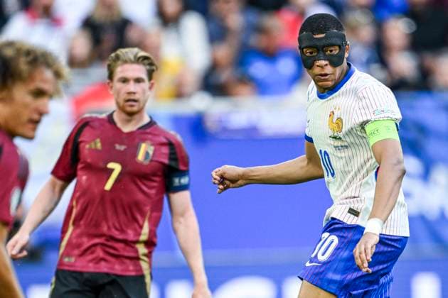France v Belgium Round of 16 - UEFA EURO, EM, Europameisterschaft,Fussball 2024 DUSSELDORF, GERMANY - JULY 01 : Kylian Mbappe forward of France in action during the UEFA EURO 2024 European Football Championship tournament round of 16 match between France and Belgium at Dusseldorf Arena on July 1, 2024 in Dusseldorf, Germany, 01 07 2024 Dusseldorf Germany  Copyright: xVincentxKalutx