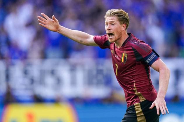 2024-07-01 France v Belgium - Round of 16 - UEFA EURO, EM, Europameisterschaft,Fussball 2024 DUSSELDORF, GERMANY - JULY 1: Kevin De Bruyne of Belgium shouting during the Round of 16 - UEFA EURO 2024 match between France and Belgium at Dusseldorf Arena on July 1, 2024 in Dusseldorf, Germany. (Photo by Joris Verwijst BSR Agency) Dusseldorf Germany Content not available for redistribution in The Netherlands directly or indirectly through any third parties. Copyright: xBSRxAgencyx
