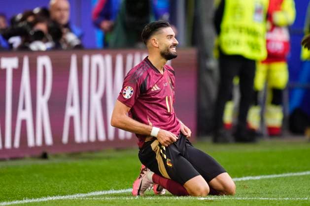 France v Belgium: Round of 16 - UEFA EURO, EM, Europameisterschaft,Fussball 2024 Yannick Carrasco left winger of Belgium and Al-Shabab FC lament a failed occasion during the UEFA EURO 2024 round of 16 match between France and Belgium at Düsseldorf Arena on July 1, 2024 in Dusseldorf, Germany. Dusseldorf Germany  Copyright: xJosexBretonx originalFilename:bretonhernandez-francevb240701_npoAc.jpg