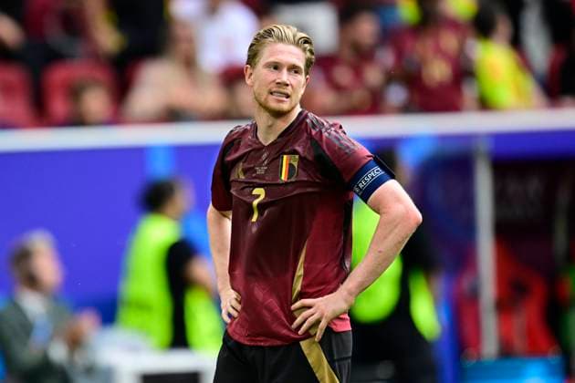 France v Belgium Round of 16 - UEFA EURO, EM, Europameisterschaft,Fussball 2024 DUSSELDORF, GERMANY - JULY 01 : De Bruyne Kevin forward of Belgium during the UEFA EURO 2024 European Football Championship tournament round of 16 match between France and Belgium at Dusseldorf Arena on July 1, 2024 in Dusseldorf, Germany, 01 07 2024 Dusseldorf Germany  Copyright: xPeterxDexVoechtx