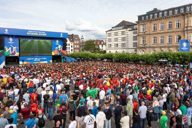 Fan Zone Burgplatz and Rheinufer in Düsseldorf Public Viewing UEFA EURO 2024 France vs. Belgium 01 07 2024 Fan Zone Burgplatz and Rheinufer in Düsseldorf Public Viewing UEFA EURO 2024 France vs. Belgium on 01 07 2024, Düsseldorf Copyright: xBEAUTIFULxSPORTS KennyxBeelex