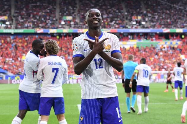Soccer UEFA EURO 2024 Round of 16 France Belgium on 01 07 2024 at Düsseldorf Arena in Düsseldorf Goal celebration Goal to 1 0 by Randal Kolo Muani France Own goal Jan Vertonghen Belgium xRx