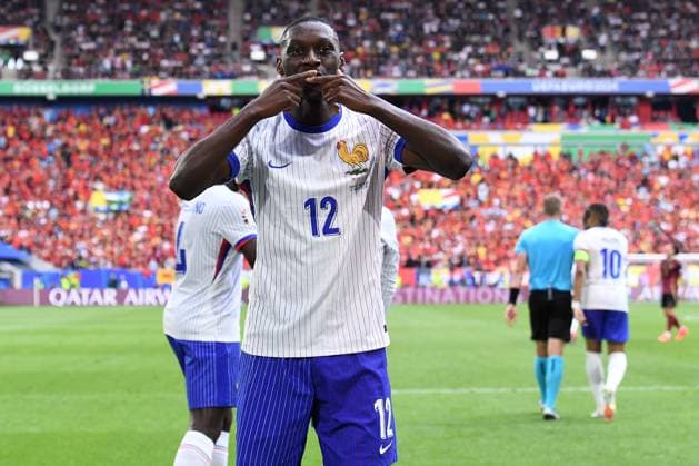 Soccer UEFA EURO 2024 Round of 16 France Belgium on 01 07 2024 at Düsseldorf Arena in Düsseldorf Goal celebration Goal to 1 0 by Randal Kolo Muani France Own goal Jan Vertonghen Belgium xRx