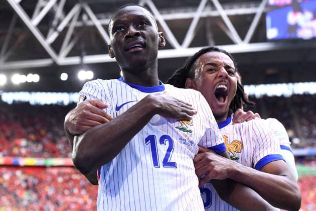 Soccer UEFA EURO 2024 Round of 16 France Belgium on 01 07 2024 at Düsseldorf Arena in Düsseldorf Goal celebration Goal to 1 0 by Randal Kolo Muani France Own goal Jan Vertonghen Belgium xRx