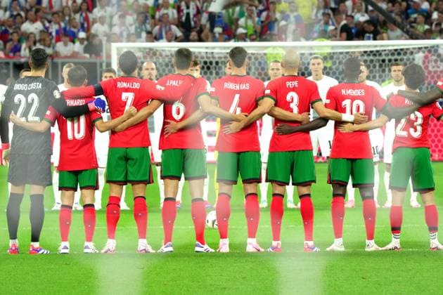 Portugal s head line up during the Euro 2024 soccer match between Portugal and Slovenia at the Frankfurt Arena , Frankfurt , Germany - Sunday 01th july 2024. - Soccer .  Copyright: xSpada LaPressex