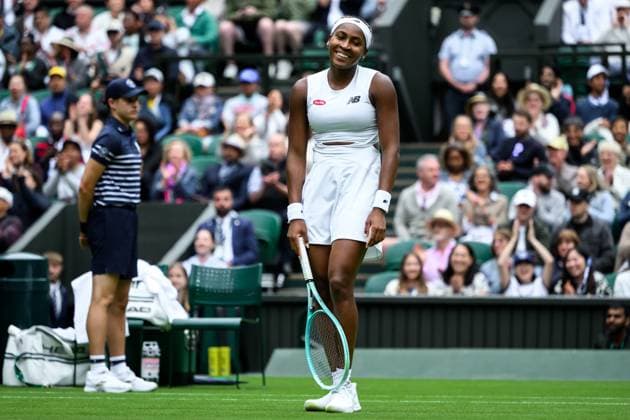 240701 Coco Gauff of USA competes in a first round singles tennis match during day 1 of Wimbledon on July 1, 2024 in London Photo Jesper Zerman BILDBYRAN kod JZ JZ0547 tennis wimbledon day 1 bbeng  Copyright: JESPERxZERMAN BB240701JZ103