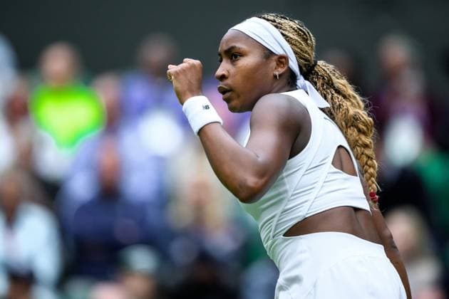 240701 Coco Gauff of USA competes in a first round singles tennis match during day 1 of Wimbledon on July 1, 2024 in London Photo Jesper Zerman BILDBYRAN kod JZ JZ0547 tennis wimbledon day 1 bbeng jubel  Copyright: JESPERxZERMAN BB240701JZ107