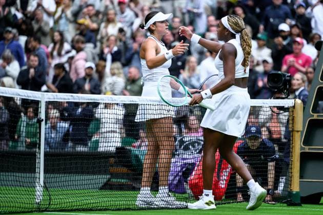 240701 Caroline Dolehide and Coco Gauff of USA after competing in a first round singles tennis match during day 1 of Wimbledon on July 1, 2024 in London Photo Jesper Zerman BILDBYRAN kod JZ JZ0547 tennis wimbledon day 1 bbeng  Copyright: JESPERxZERMAN BB240701JZ109