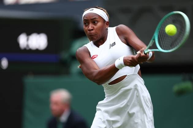 1st July 2024; All England Lawn Tennis and Croquet Club, London, England; Wimbledon Tennis Tournament, Day 1; Coco Gauff (USA) in action during her first round match against Caroline Dolehide (USA)  ActionPlus12662481 ShaunxBrooks