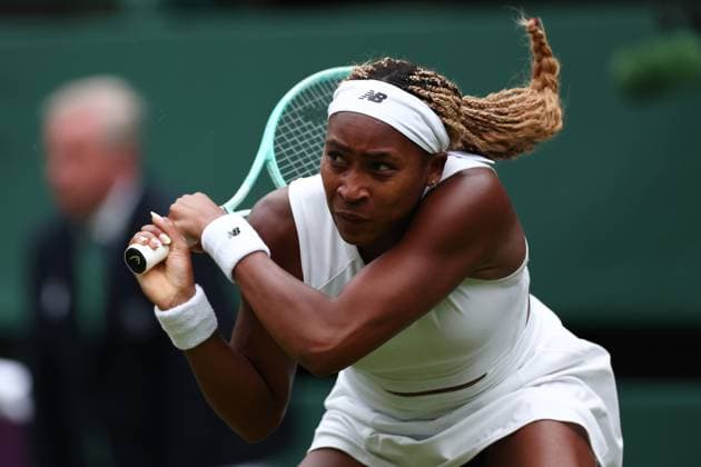 1st July 2024; All England Lawn Tennis and Croquet Club, London, England; Wimbledon Tennis Tournament, Day 1; Coco Gauff (USA) in action during her first round match against Caroline Dolehide (USA)  ActionPlus12662482 ShaunxBrooks