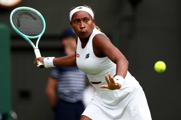 1st July 2024; All England Lawn Tennis and Croquet Club, London, England; Wimbledon Tennis Tournament, Day 1; Coco Gauff (USA) in action during her first round match against Caroline Dolehide (USA)  ActionPlus12662484 ShaunxBrooks