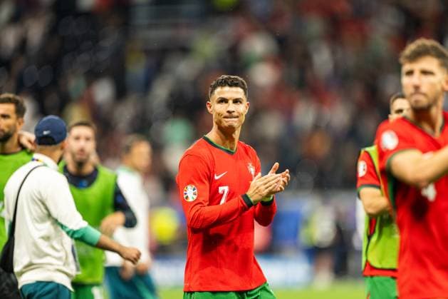 Portugal v Slovenia, UEFA EURO, EM, Europameisterschaft,Fussball 2024, Frankfurt, Germany Frankfurt, Germany. 01st, July 2024. Cristiano Ronaldo (7) of Portugal seen in celebration after winning the penalty shoot out in the UEFA Euro 2024 round of 16 match between Portugal and the Slovenia at Deutsche Bank Park in Frankfurt. Frankfurt Germany  Copyright: xGonzalesxPhoto FrederikkexJensenx