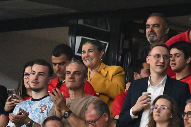 01 07 2024, xscotx, Football EM 2024 Round of 16, Portugal Slovenia, emspor, v l Maria Dolores dos Santos Aveiro, the mother of Christiano Ronaldo Portugal Cheers, joy, emotions about the victory Frankfurt am Main
