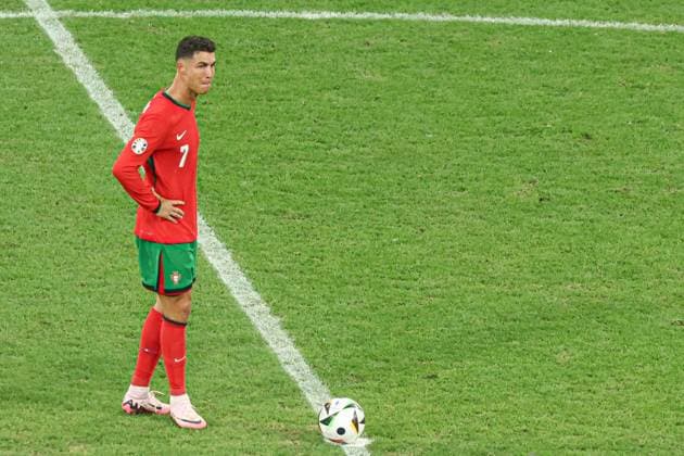 Cristiano Ronaldo of Portugal is consoled after missing a penalty Portugal v Slovenia, UEFA European Championship, EM, Europameisterschaft 2024, Round of 16, Football, Frankfurt Arena, Frankfurt, Germany - 01 Jul 2024 EDITORIAL USE ONLY No use with unauthorised audio, video, data, fixture lists, club league logos or live services. Online in-match use limited to 120 images, no video emulation. No use in betting, games or single club league player publications.  Copyright: xPaulxCurrie Shutterstockx 14566636fn