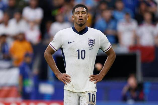 England v Slovakia: Round of 16 - UEFA EURO, EM, Europameisterschaft,Fussball 2024 Jude Bellingham of England reacts during the UEFA EURO 2024 round of 16 match between England and Slovakia at Arena AufSchalke on June 30, 2024 in Gelsenkirchen, Germany. Gelsenkirchen Arena AufSchalke Germany Germany Copyright: xRichardxSellers Sportsphoto APLx 14043705