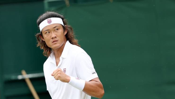 (240702) -- LONDON, July 2, 2024 -- Zhang Zhizhen celebrates during the men s singles first round match between Zhang Zhizhen of China and Maxime Janvier of France at Wimbledon tennis Championship in London, Britain, on July 1, 2024. ) (SP)BRITAIN-LONDON-TENNIS-WIMBLEDON LixYing 