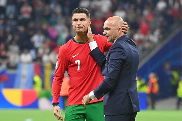 Final cheer Coach Roberto MARINEZ POR with Cristiano RONALDO POR Hug Portugal POR Slovenia SVN 3 0 i E on 01 07 2024, Frankfurt Arena Football UEFA EURO 2024 GERMANY from 14 06 2024 14 07 2024