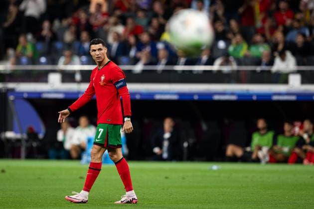 (240702) -- FRANKFURT, July 2, 2024 -- Cristiano Ronaldo of Portugal reacts during the UEFA EURO, EM, Europameisterschaft,Fussball 2024 Round of 16 match between Portugal and Slovenia in Frankfurt, Germany on July 1, 2024. ) (SP)GERMANY-FRANKFURT-FOOTBALL-EURO 2024-PORTUGAL VS SLOVENIA XiaoxYijiu 