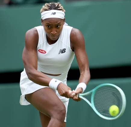 (240702) -- LONDON, July 2, 2024 -- Coco Gauff hits a return during the women s singles first round match between Coco Gauff of the United States and Caroline Dolehide of the United States at Wimbledon tennis Championship in London, Britain, on July 1, 2024. ) (SP)BRITAIN-LONDON-TENNIS-WIMBLEDON LixYing 