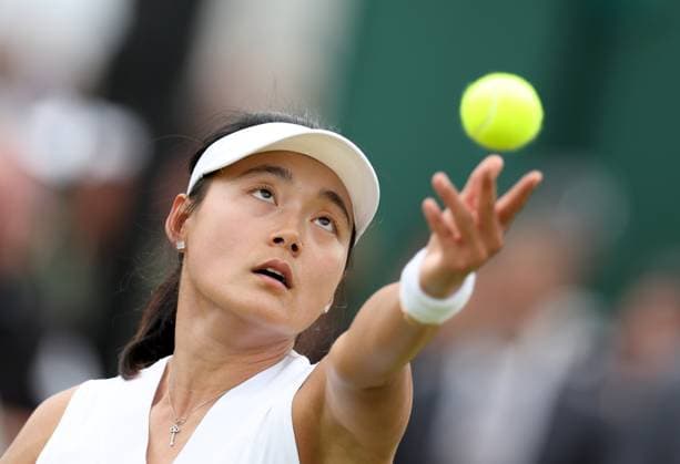 (240702) -- LONDON, July 2, 2024 -- Wang Yafan serves during the women s singles first round match between Wang Yafan of China and Anna Karolina Schmiedlova of Slovakia at Wimbledon tennis Championship in London, Britain, on July 1, 2024. ) (SP)BRITAIN-LONDON-TENNIS-WIMBLEDON LixYing 