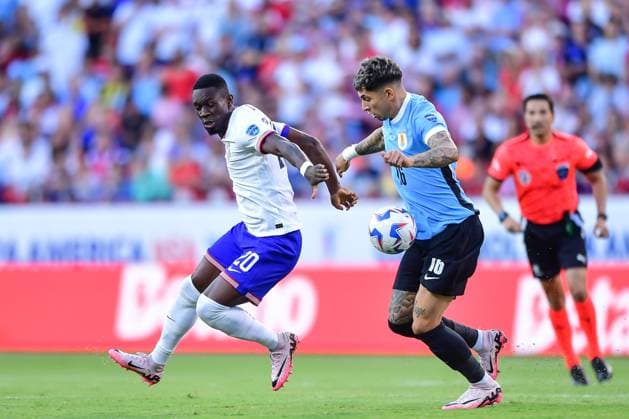 Fußball, Copa America, USA - Uruguay RECORD DATE NOT STATED Copa America USA 2024 United States vs Uruguay Players of Uruguay during the CONMEBOL Copa America 2024 group C match between United States (USA) and Uruguay, at GEHA Field at Arrowhead Stadium, on July 01, 2024 in Kansas City, Kansas, United States. KANSAS CITY KANSAS UNITED STATES  Copyright: xIsaacxOrtizx 20240701200848_CA_GC_2024_USA_URU_BALOGUN37