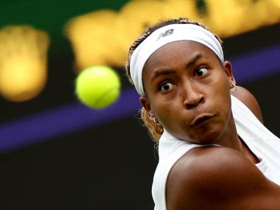 (240702) -- LONDON, July 2, 2024 -- Coco Gauff eyes the ball during the women s singles first round match between Coco Gauff of the United States and Caroline Dolehide of the United States at Wimbledon tennis Championship in London, Britain, on July 1, 2024. ) (SP)BRITAIN-LONDON-TENNIS-WIMBLEDON LixYing 