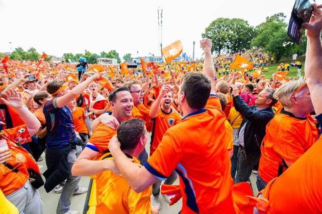 02 07 2024 Football, European Championship 2024 in Germany, fans in Munich Romania Netherlands Dutch fans in the Fanzone Munich in the Olympic Park