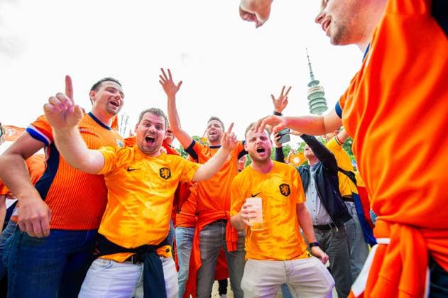 02 07 2024 Football, European Championship 2024 in Germany, fans in Munich Romania Netherlands Dutch fans in the Fanzone Munich in the Olympic Park