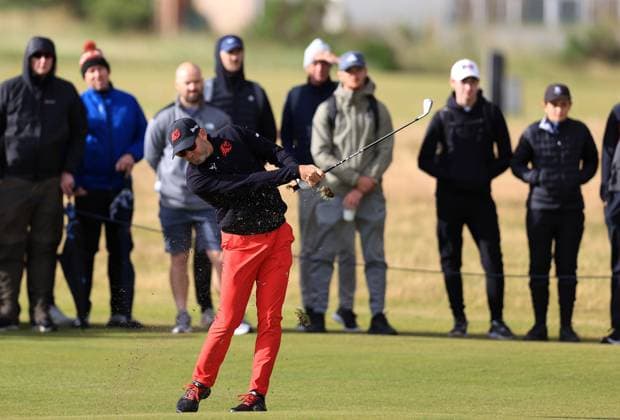 2nd July 2024; West Lancashire Golf Club, Blundellsands, Liverpool, England; Final Qualifying for The Open Golf Championship: spectators watch Sergio Garcia (ESP) hits his approach shot to the first green  ActionPlus12662610 DavidxBlunsden